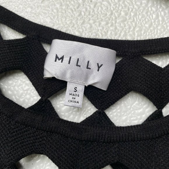 Milly Open Yoke Fit and Flare Knit Dress Black Mini Party Womens Size Small - Picture 4 of 6